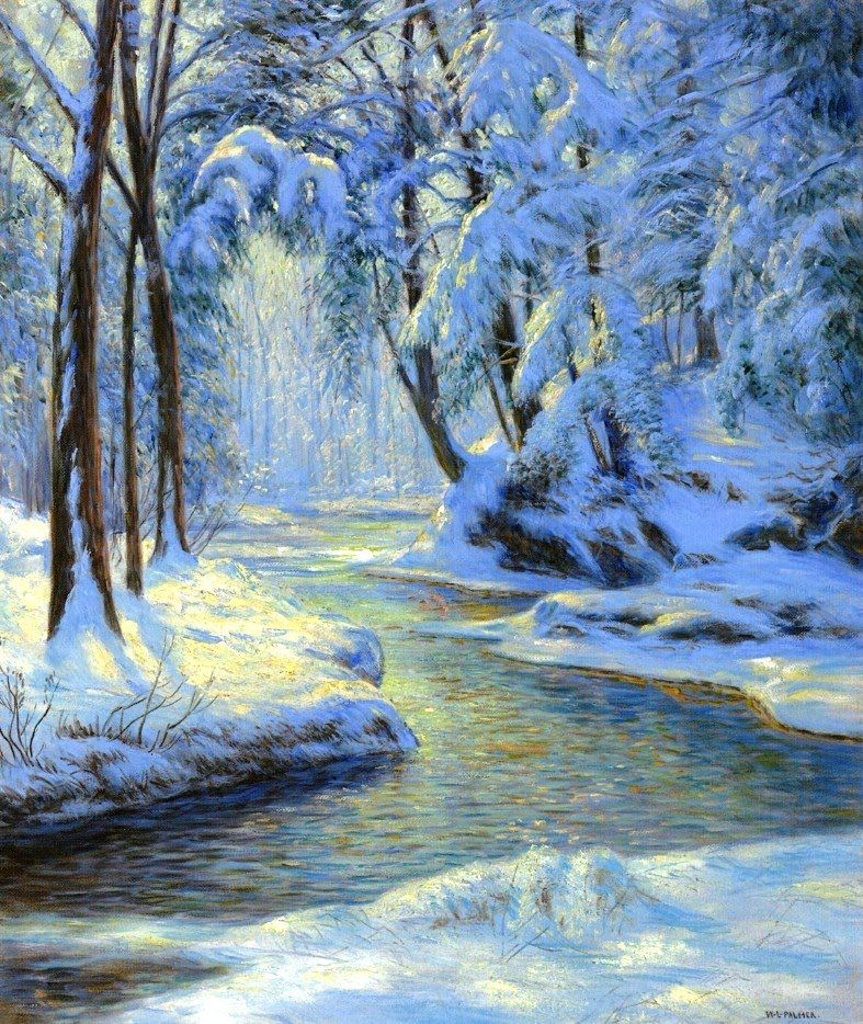 Snowy Landscape Painting at PaintingValley.com | Explore collection of ...