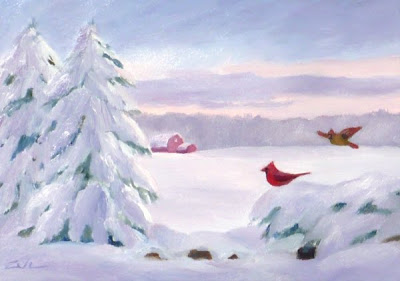 400x281 Zeh Original Art Blog Watercolor And Oil Paintings Snowy - Snowy Landscape Painting