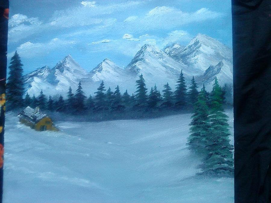 900x675 Snowy Mountains Painting By Madiha Sumbal - Snowy Mountain Painting