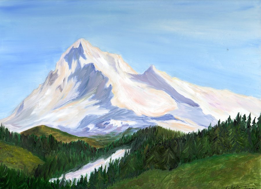 900x654 Snowy Mountains By Shells124 - Snowy Mountain Painting