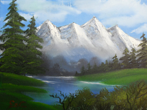 600x450 Snowy Mountains Oil Painting By Xcxexyxlxaxnx - Snowy Mountain Painting