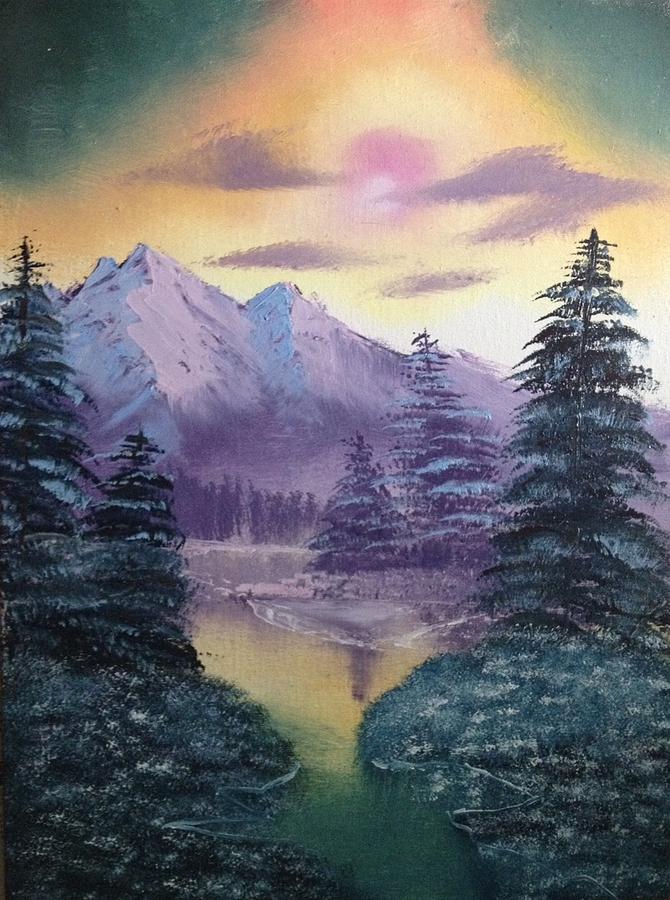 670x900 Bright Day And Snowy Mountains Painting By Kavita Kesaria - Snowy Mountain Painting