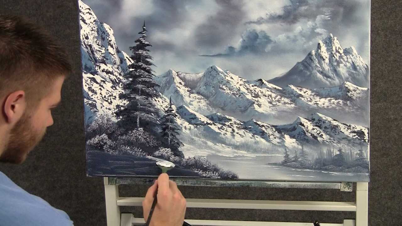 1280x720 Paint With Kevin Hill - Snowy Mountain Painting