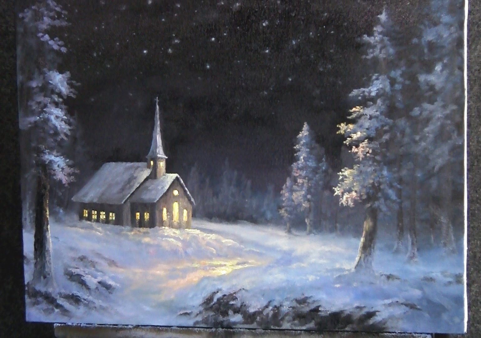 1535x1080 Paint With Kevin Hill - Snowy Night Painting