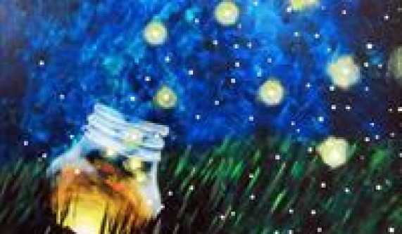 571x333 Painting Circle Snowy Night - Snowy Night Painting