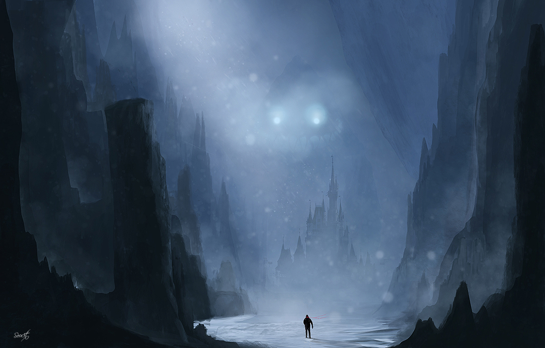 1100x703 Snowy Night By Secr3tdesign - Snowy Night Painting