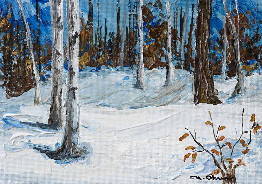 900x635 Snowy Woods Painting By Nicole Okun - Snowy Painting