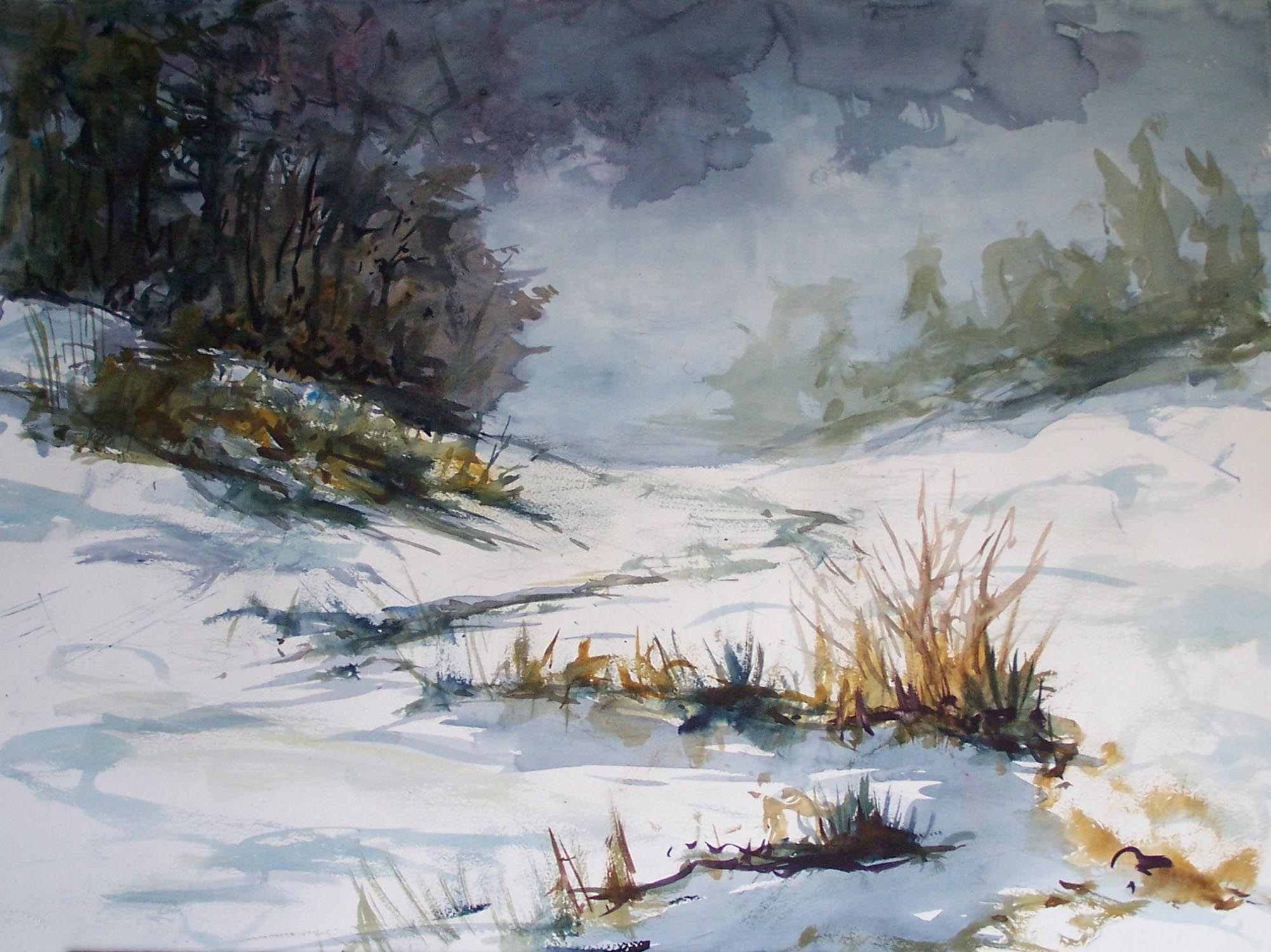 2002x1500 Watercolors - Snowy Painting