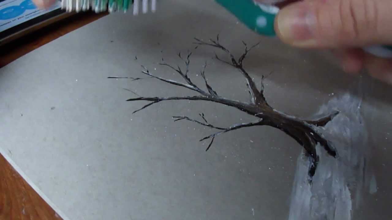 1280x720 Painting A Snowy Tree With Acrylics - Snowy Tree Painting