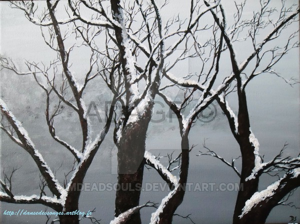 600x448 Painting Snowy Tree By Mdeadsouls - Snowy Tree Painting