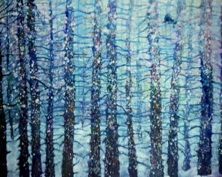 770x614 Saatchi Art Crow In Snowy Woods Painting By Madeleine Brolly - Snowy Woods Painting