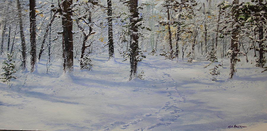 900x444 Through The Snowy Woods Painting By Ken Ahlering - Snowy Woods Painting