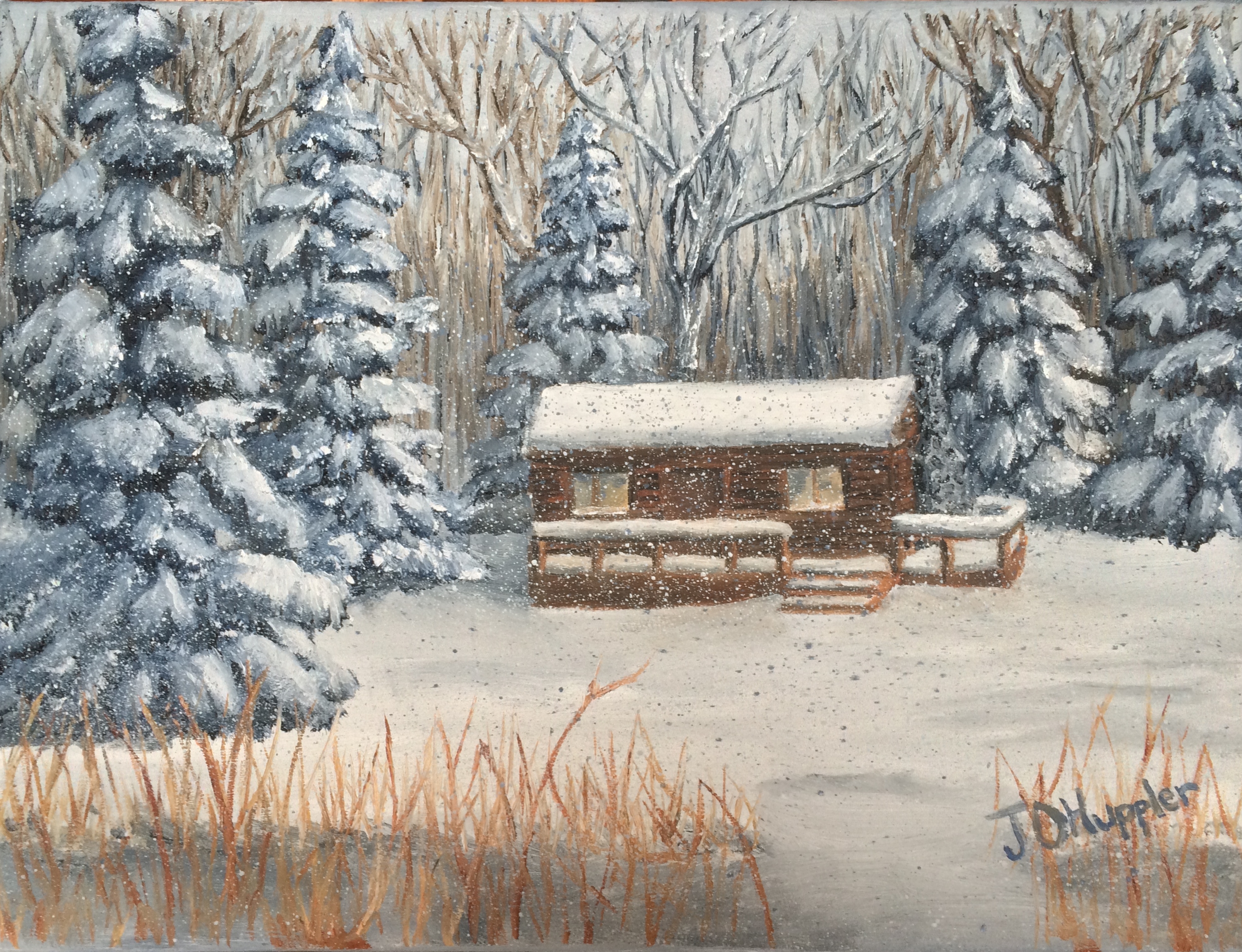 3005x2304 Winter Paintings J O Huppler - Snowy Woods Painting