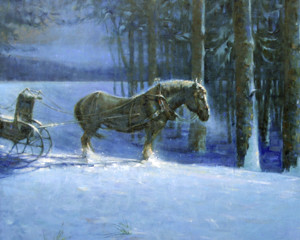 300x240 Petoskey's Crooked Tree Arts Center Exhibit Stopping By Woods - Snowy Woods Painting