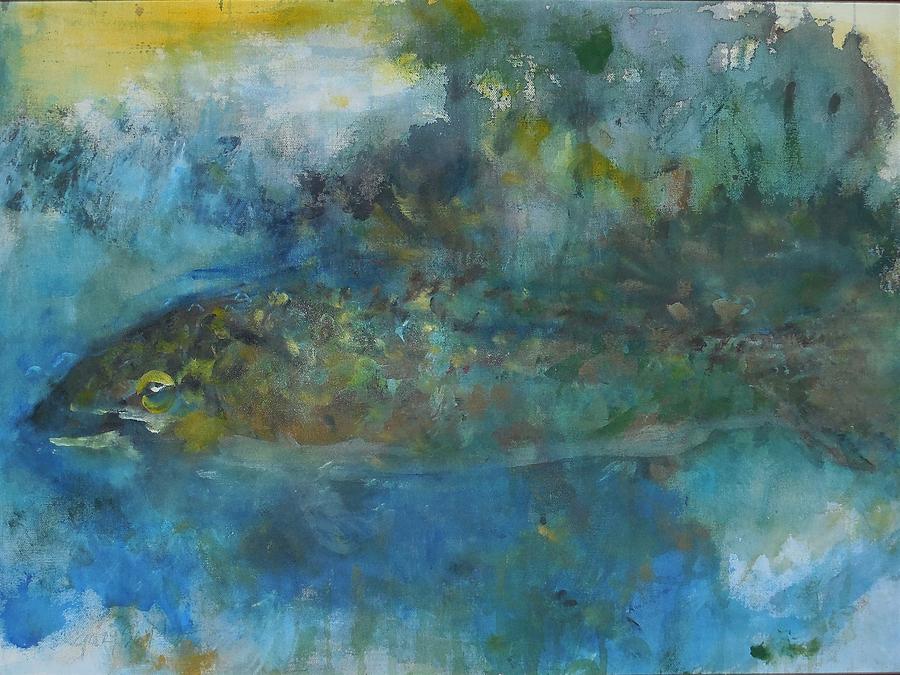 900x675 Brown Trout Rising Painting By Gary Snyder - Snyder Painting
