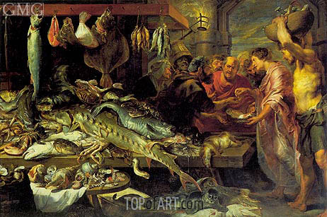 462x307 Fish Market (With Figures By Van Dyck) Frans Snyders Painting - Snyder Painting