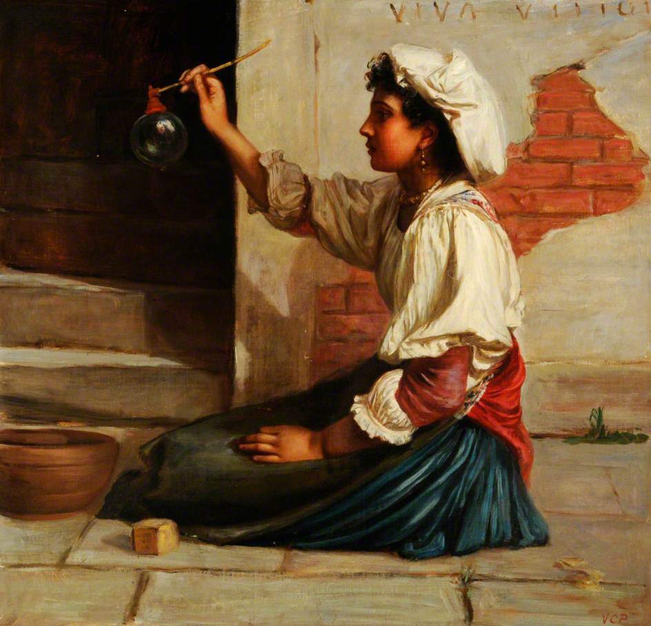 944x908 Girl Blowing Soap Bubbles Painting Valentine Cameron Prinsep Oil - Soap Bubbles Painting