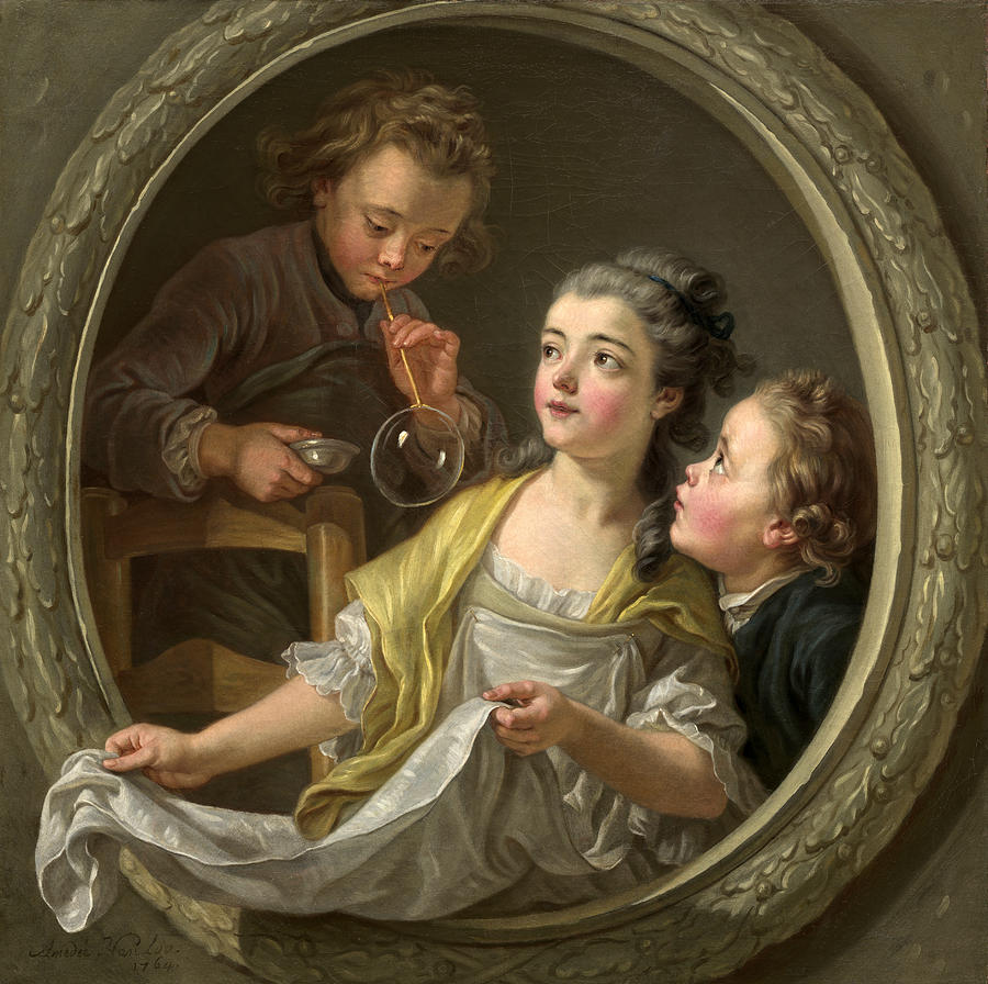 900x896 Soap Bubbles Painting By Charles Amedee Philippe Van Loo - Soap Bubbles Painting