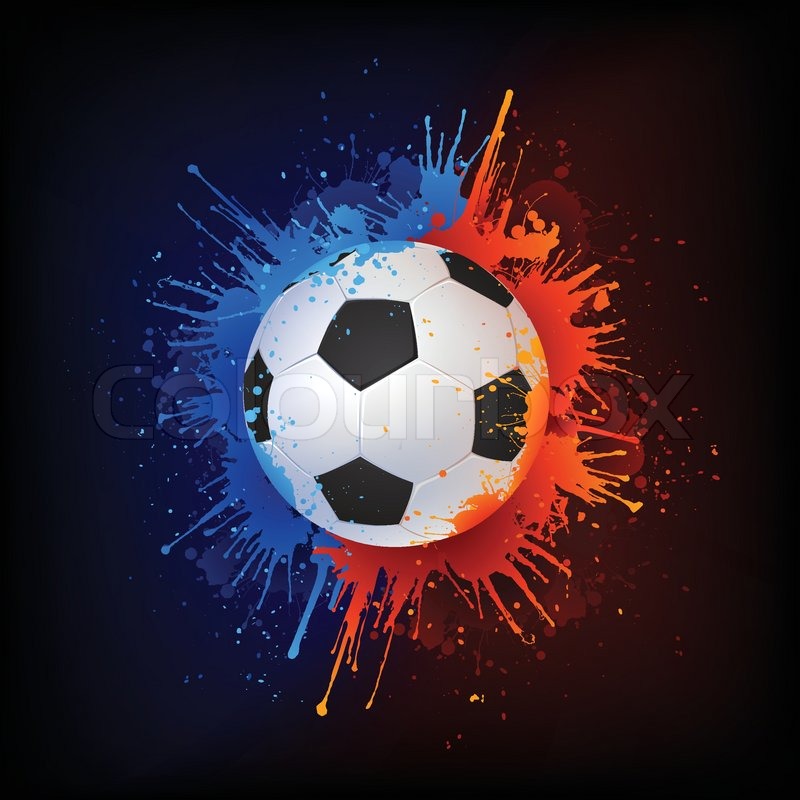 800x800 Soccer Ball In Paint Isolated On Black Background Stock Vector - Soccer Ball Painting
