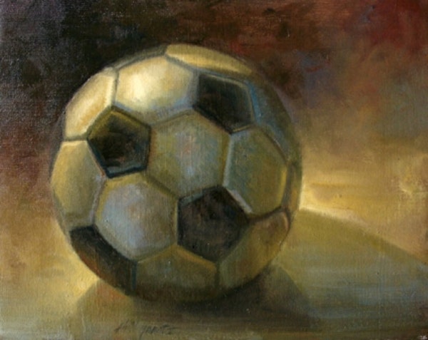 600x477 David Beckhman Tribute Soccer Ball By Artist Hall Groat Ii, - Soccer Ball Painting