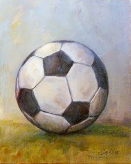 256x320 Oil On Canvas, 10 X 8. A Soccer Ball That Has Been Used Time - Soccer Canvas Painting