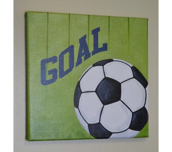 550x486 Soccer Wall Art, Canvas Print, Original Painting, Sports Diy - Soccer Canvas Painting