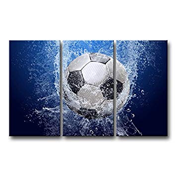 355x355 So Crazy Art 3 Piece Blue Wall Art Painting Soccer - Soccer Canvas Painting