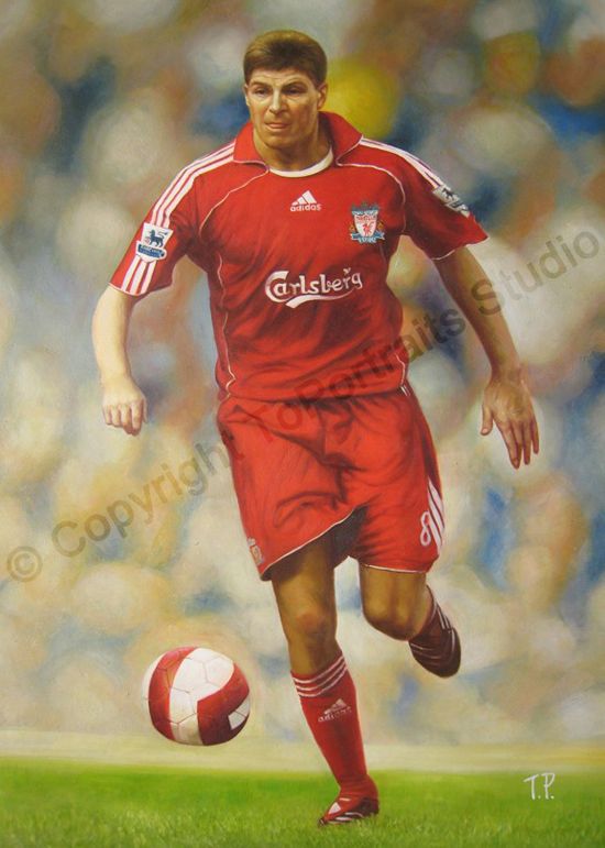 550x771 Steven Gerrard, Liverpool - Soccer Player Painting