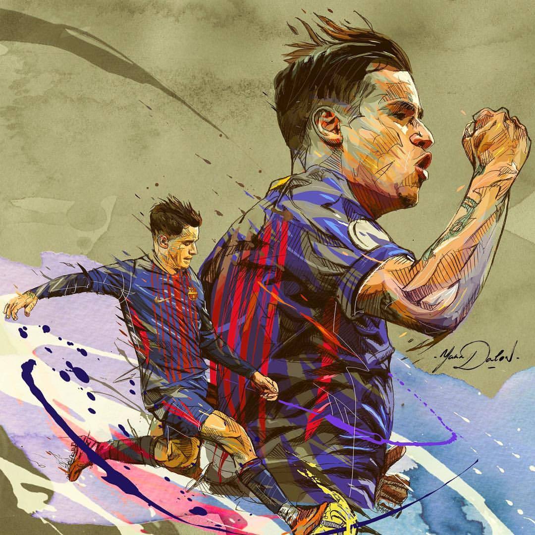 1080x1080 Yann Dalon My Painting Of @phil.coutinho , Welcome - Soccer Player Painting