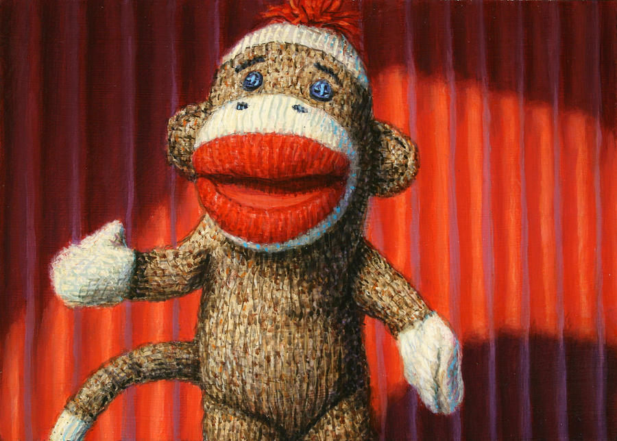 900x644 Performing Sock Monkey Painting By James W Johnson - Sock Monkey Painting