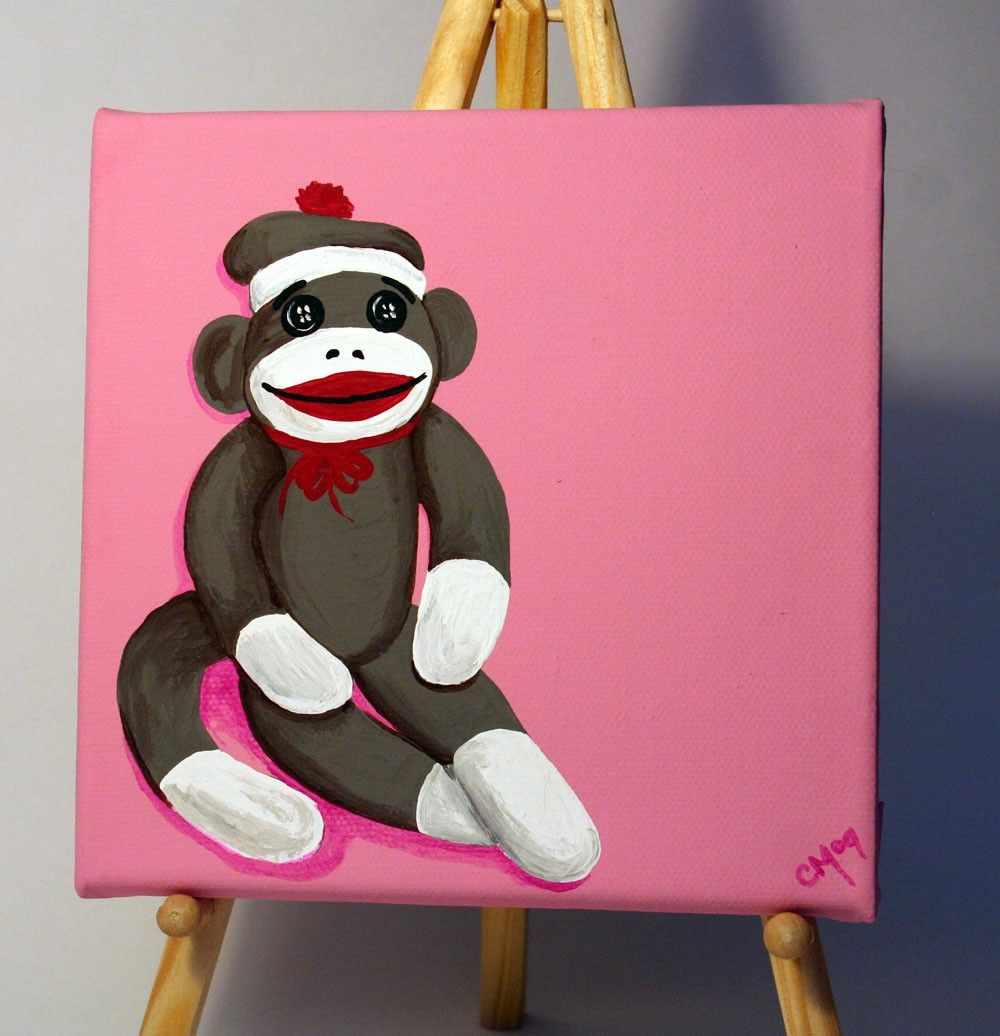 1000x1036 Sock Monkey - Sock Monkey Painting