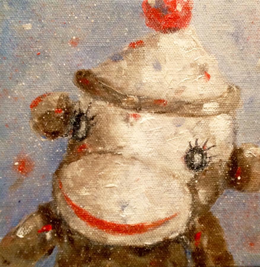 877x900 Sock Monkey I Painting By Beth Capogrossi - Sock Monkey Painting