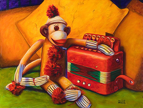 500x376 Artist Creates Monkey Madness Artsy Shark - Sock Monkey Painting