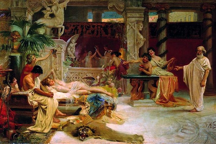 710x476 Socrates - Socrates And Plato Painting