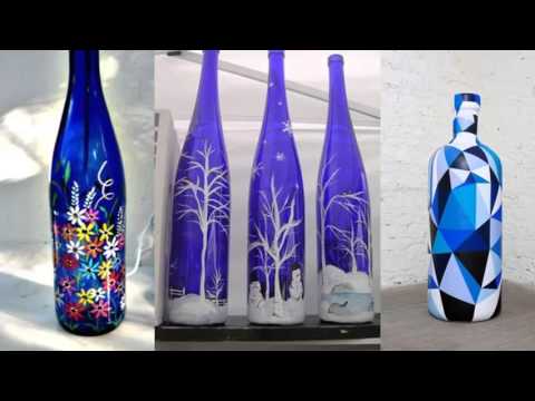 480x360 Recycled Bottle Glass Paint Art Home Decor Ideas Painted Blue - Soda Bottle Painting