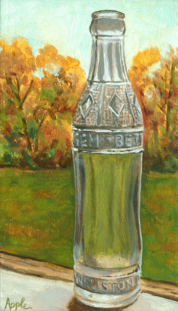 348x609 Daily Painting Original Oil Painting Realistic Old Glass Bottle - Soda Bottle Painting