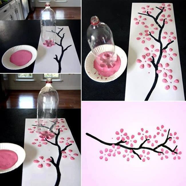 650x650 Cherry Blossom Art Using A Bottle - Soda Bottle Painting