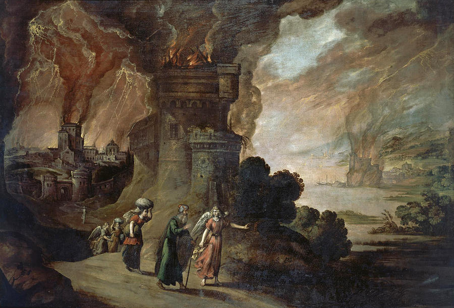 900x610 Lot His Daughters Escaping From The Destruction Of Sodom - Sodom And Gomorrah Painting