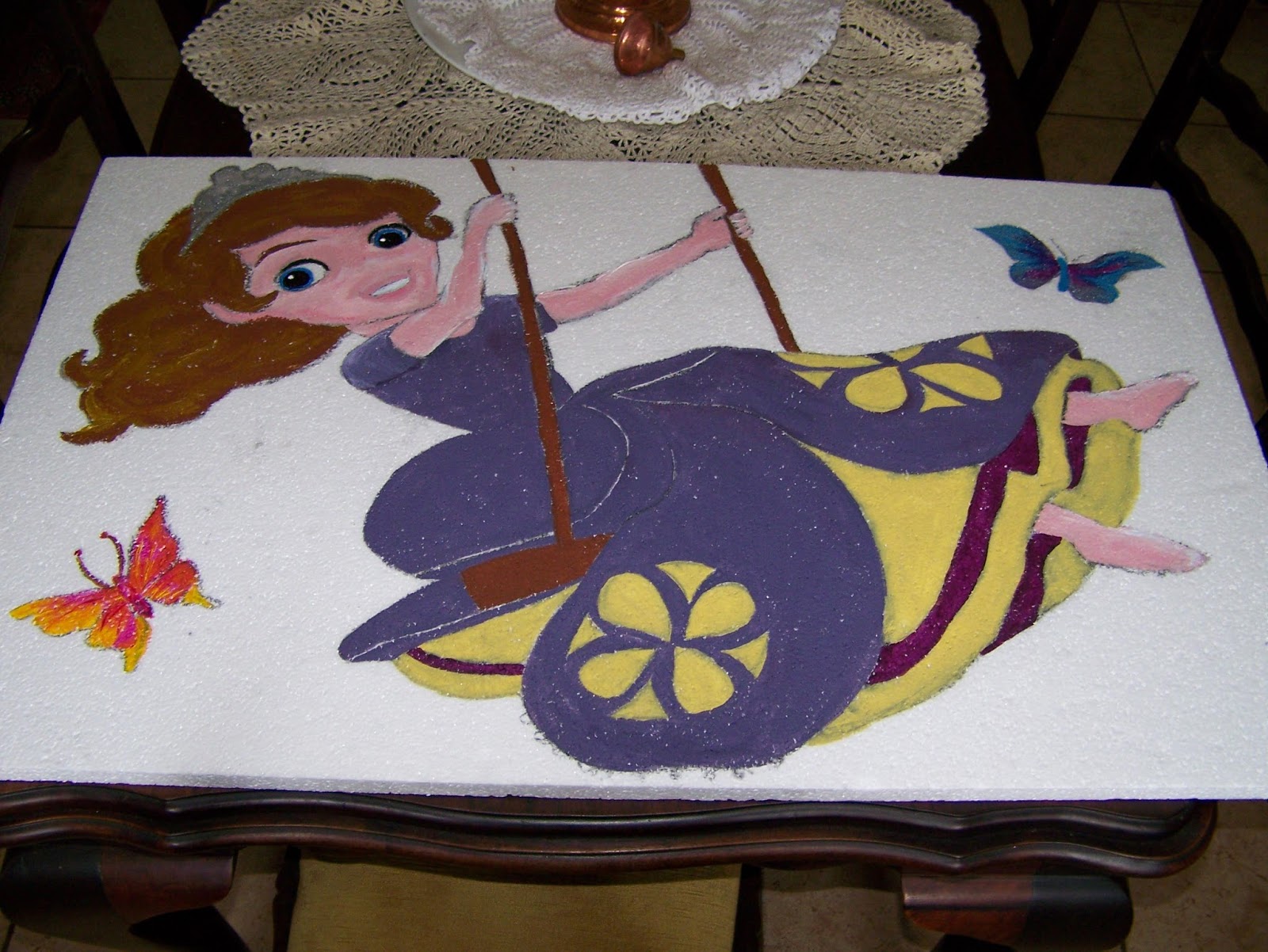 1600x1202 A Pretty Talent Blog Taking Polystyrene Room Decor A Step Further - Sofia The First Painting