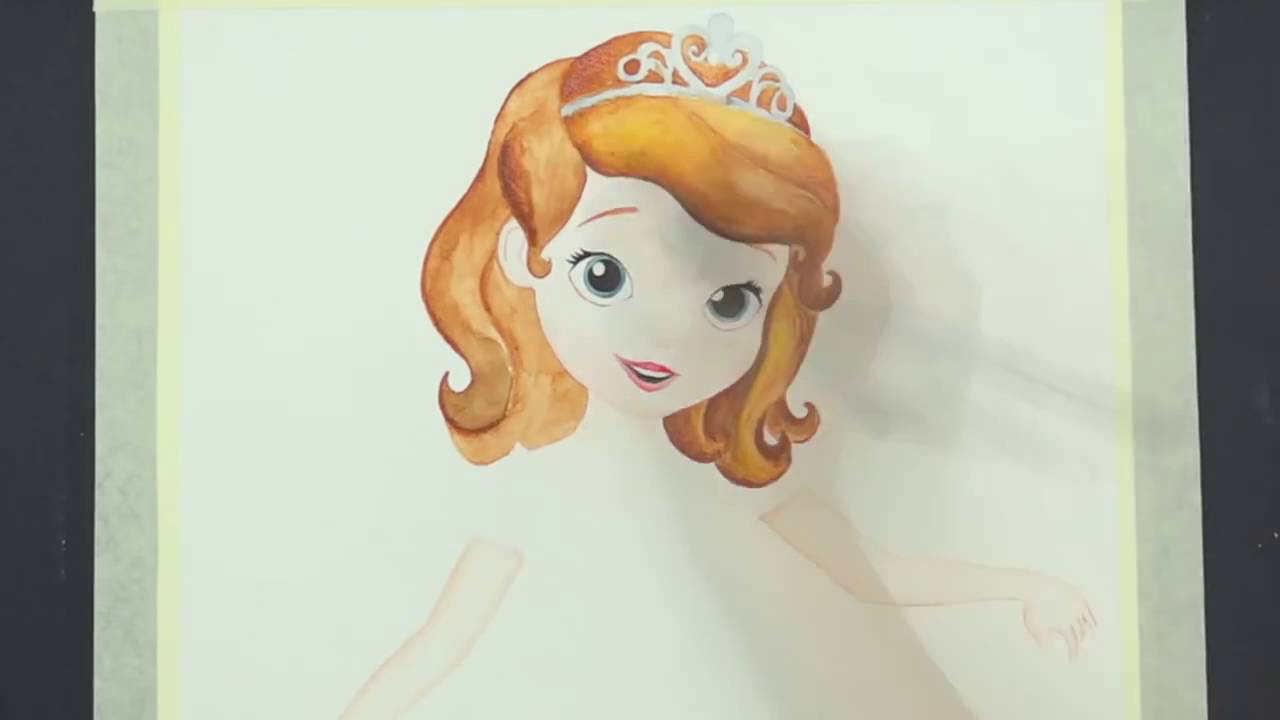 1280x720 Speed Drawing Sofia The First Disney Junior Watercolor Painting - Sofia The First Painting
