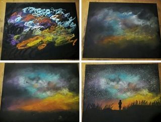 320x242 Staring At The Nightsky, Soft Pastels, 8.5 X 11 Art Art - Soft Pastel Painting