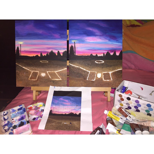 500x500 Softball Fieldsunset Painting Shared By Jeanette - Softball Painting