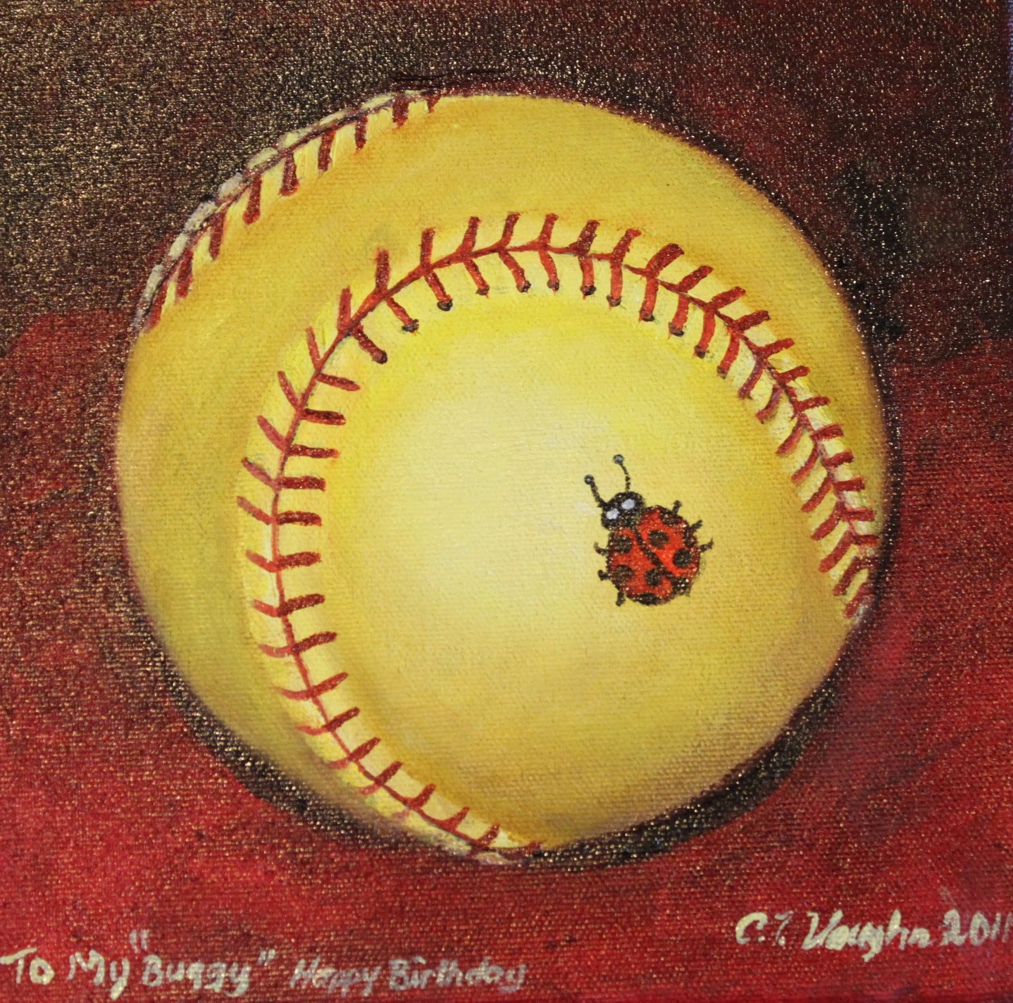 1438x1424 A Canvas Experience A Hard Softball - Softball Painting