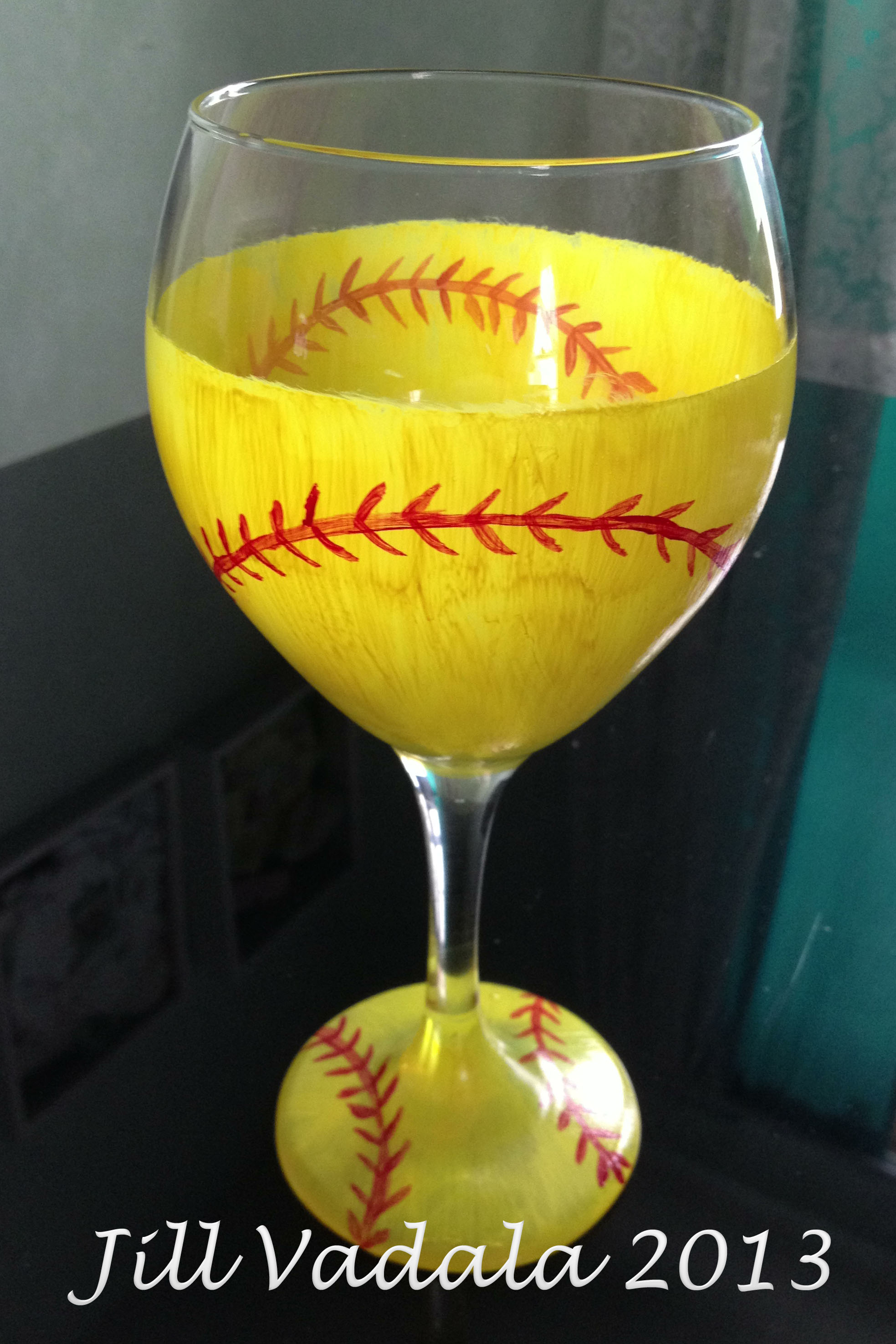 1967x2951 Wine Glass Painting Jill's Creative Endeavors - Softball Painting