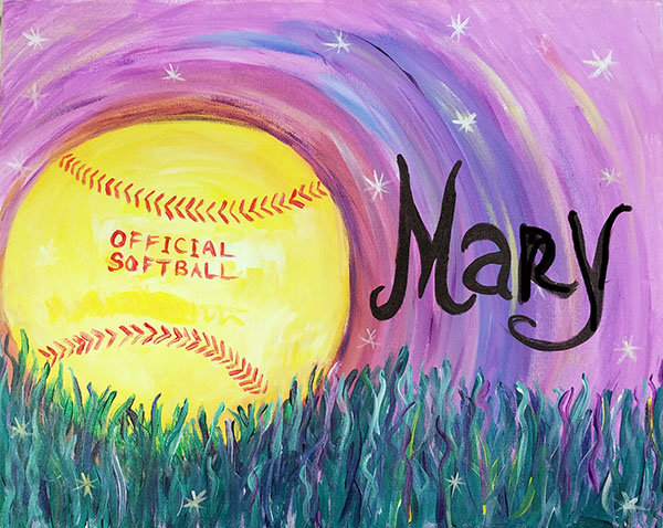 600x478 Girls Softball - Softball Painting