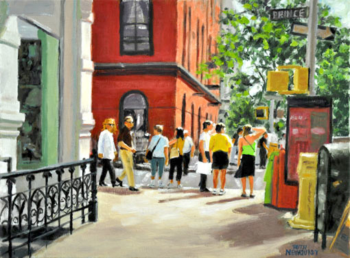 510x377 Ruth Newquist, Oil Cityscape Painting Of A Street In Soho, New - Soho Painting