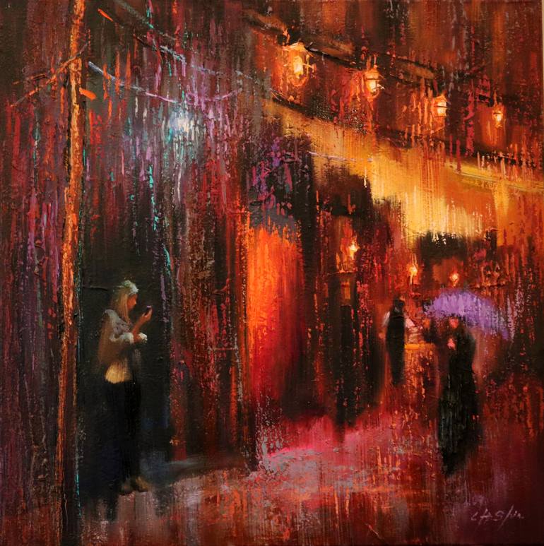 770x773 Saatchi Art Autumn Rain In Soho Painting By Chin H Shin - Soho Painting