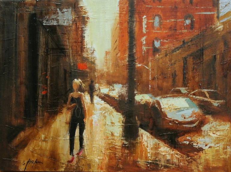 770x576 Saatchi Art Pink Shoes And Soho Street After Rain Painting By - Soho Painting