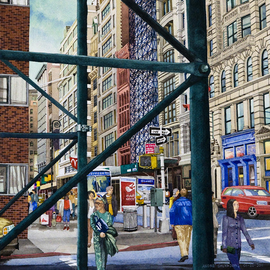 900x900 Soho Area New York Painting By Andre Salvador - Soho Painting