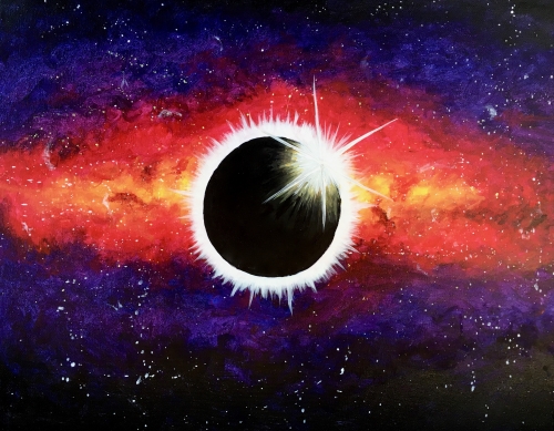 500x389 Solar Eclipse In The Galaxy Paint Nite Event - Solar Eclipse Painting